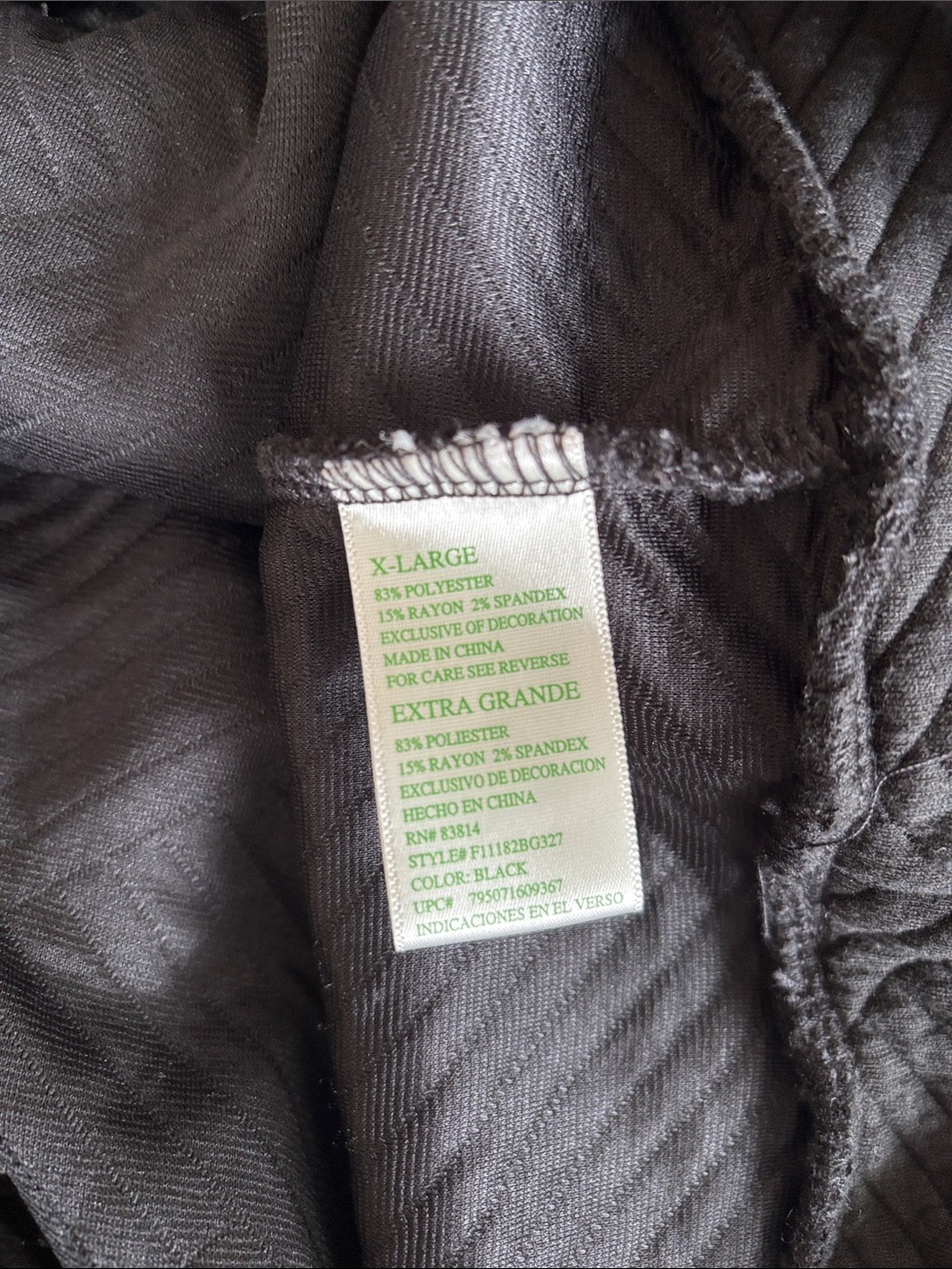 Green Tea Black Quilted Hoodie Pullover Jacket Top Workout Gym Women’s Size XL - Picture 5 of 9